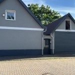 Straßenansicht mit EFH, Zugang, Garage Straßenansicht mit EFH, Zugang, Garage